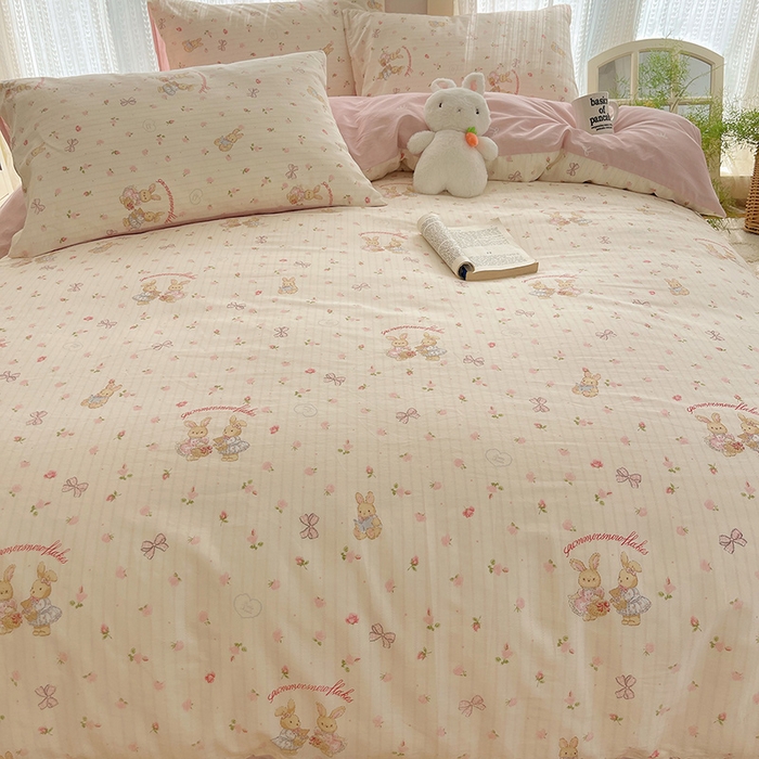 91家纺网 家纺一手货源 找家纺 瑞莱 2025新款开学季全棉纯棉萌趣印花四件套 甜蜜纪念日