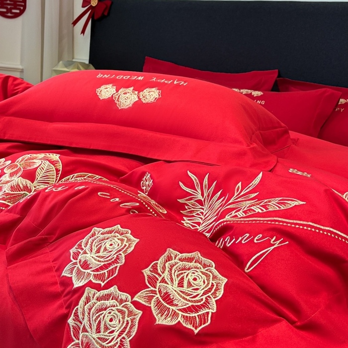 91家纺网 家纺一手货源 找家纺 青柚 2025新款高端婚庆刺绣四件套（标准不低于158加大不低于168以此类推，低价必投不撤销） 卡罗尔