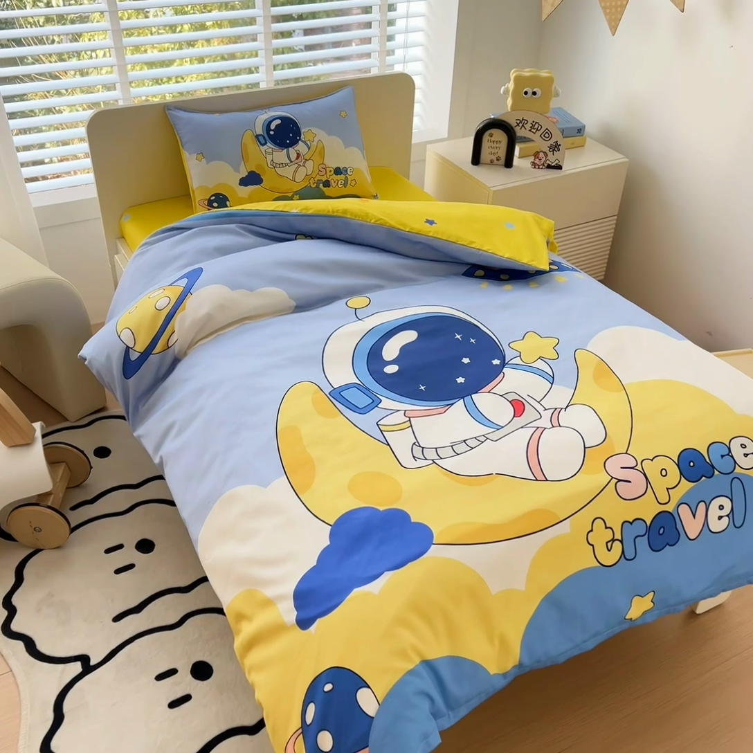 91家纺网 家纺一手货源 找家纺 总新款 2025新品全棉大版幼儿园三件套儿童被褥六件套宝宝午睡入园婴儿床床上用品