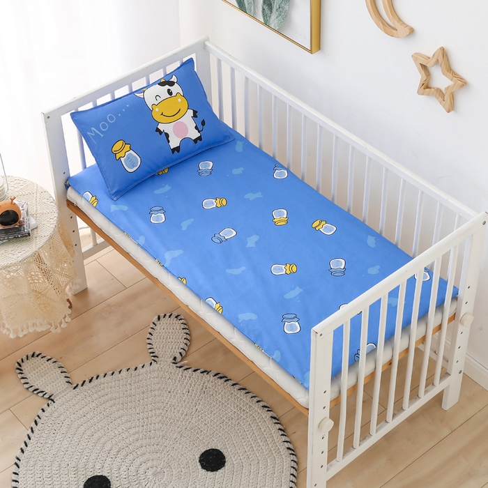 91家纺网 家纺一手货源 找家纺  2025新品全棉大版幼儿园三件套儿童被褥六件套宝宝午睡入园婴儿床床上用品 快乐牛牛