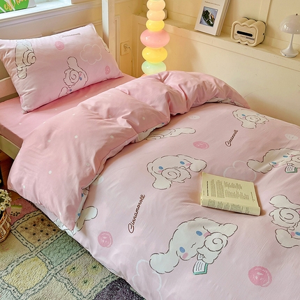 91家纺网 家纺一手货源 找家纺 （总）海岛哥哥 2025新款A类云朵水洗棉三丽鸥正版授权四件套-学生床