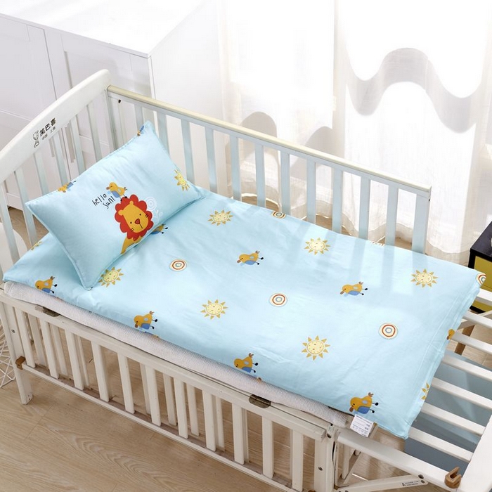 91家纺网 家纺一手货源 找家纺  2025新品全棉大版幼儿园三件套儿童被褥六件套宝宝午睡入园婴儿床床上用品 丛林狮子