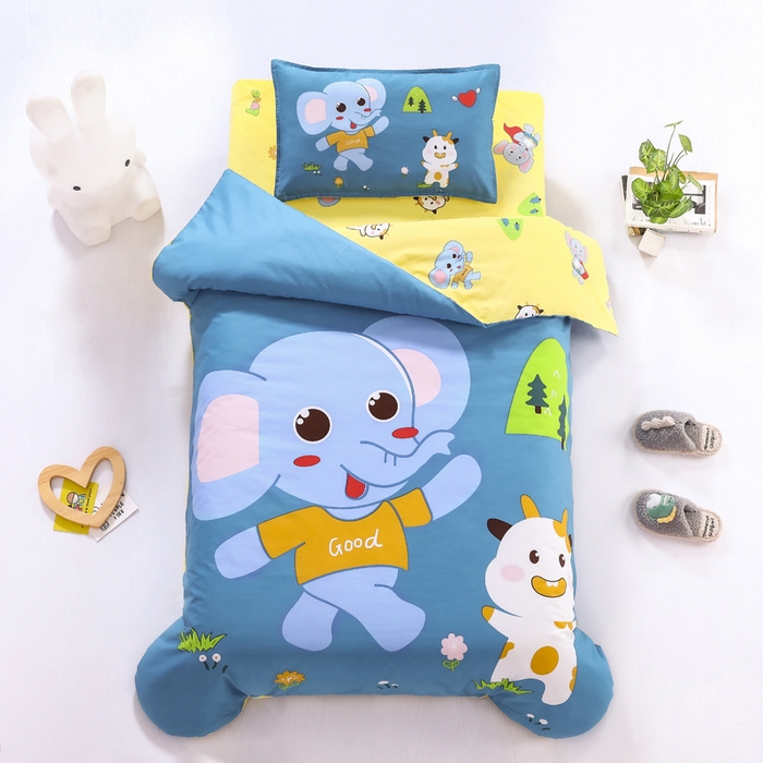 91家纺网 家纺一手货源 找家纺 2025新品全棉大版幼儿园三件套儿童被褥六件套宝宝午睡入园婴儿床床上用品 贝塔小象