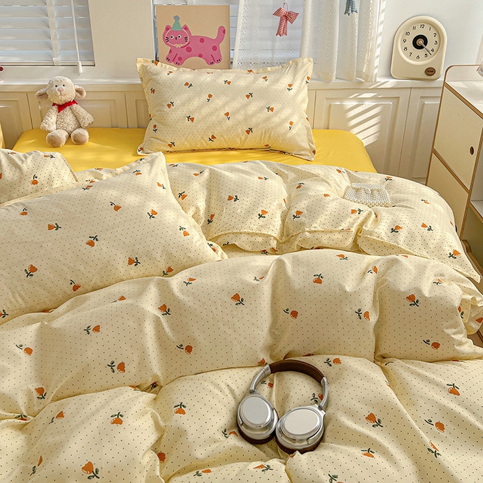 91家纺网 家纺一手货源 找家纺 布可家纺 2025新款水洗磨毛印花四件套 睡梦