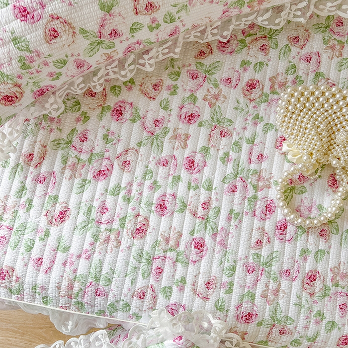 91家纺网 家纺一手货源 找家纺 麒豆豆 2025新款泡泡棉印花床笠 悠悠花海