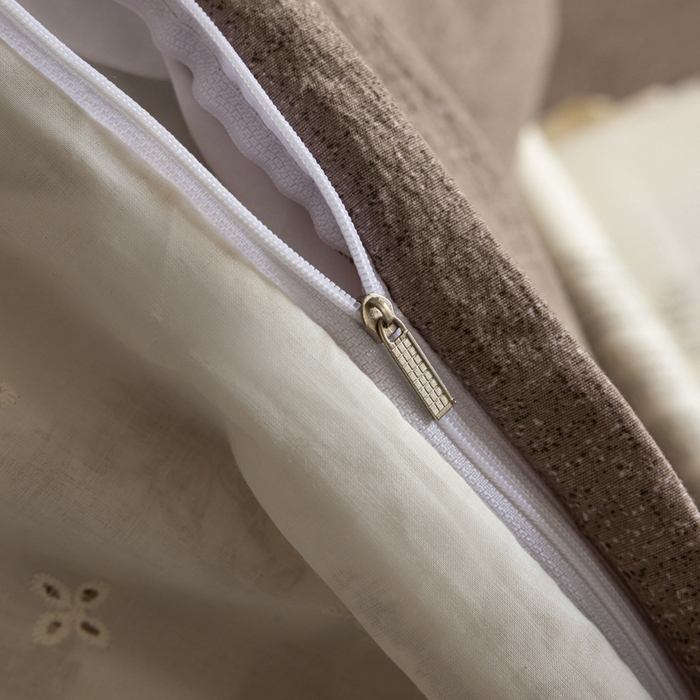 91家纺网 家纺一手货源 找家纺 迷尚家居 2025新款复古色织仿棉麻全棉花边四件套 风木槿咖-棉麻