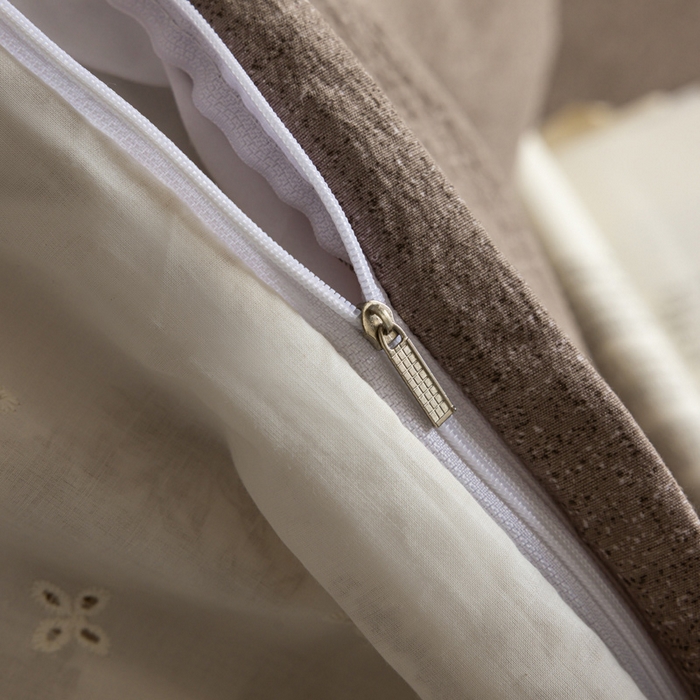 91家纺网 家纺一手货源 找家纺 迷尚家居 2025新款复古色织仿棉麻全棉花边四件套 迪奥咖-棉麻