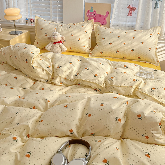 91家纺网 家纺一手货源 找家纺 布可家纺 2025新款水洗磨毛印花四件套 睡梦