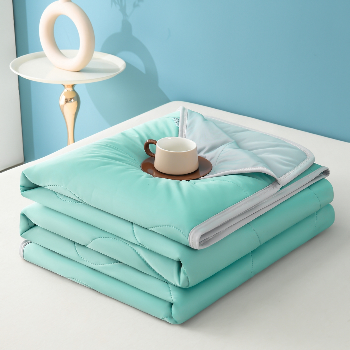 91家纺网 家纺一手货源 找家纺 眠多宝 2025新款纯色凉感丝夏被夏凉被空调被跨境热品temu希音TK外贸 绿色