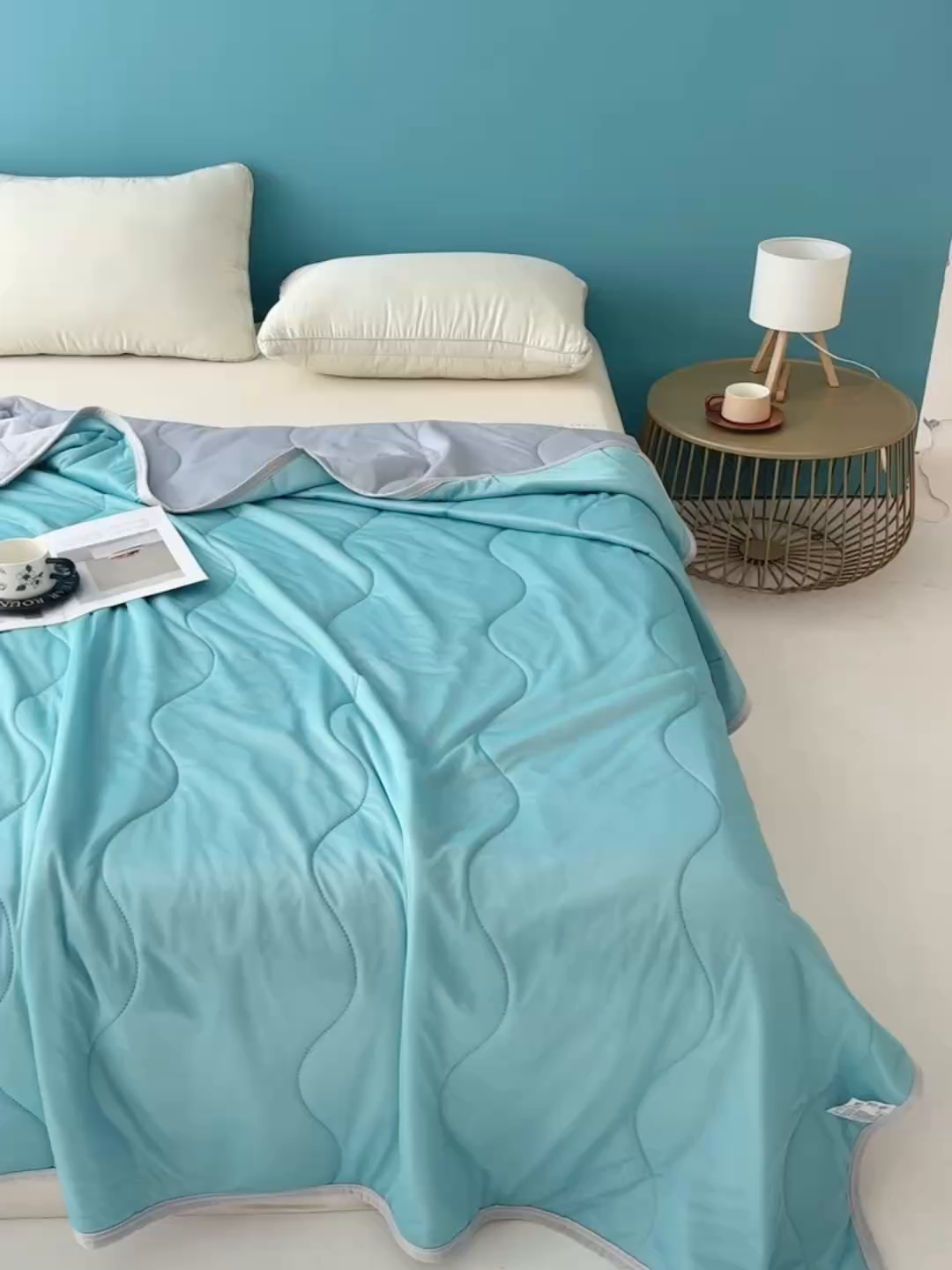 91家纺网 家纺一手货源 找家纺 眠多宝 2025新款纯色凉感丝夏被夏凉被空调被跨境热品temu希音TK外贸 绿色