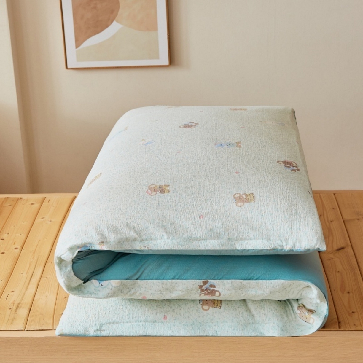 91家纺网 家纺一手货源 找家纺 梦镜家纺 2025新款A类云感水洗棉印花床褥 少女象