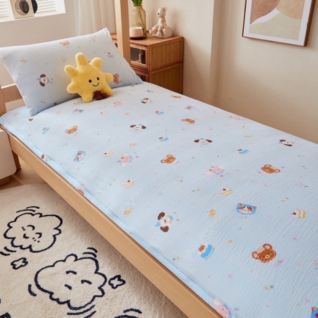 91家纺网 家纺一手货源 找家纺 梦镜家纺 2025新款A类云感水洗棉印花床褥 生日宴会-蓝