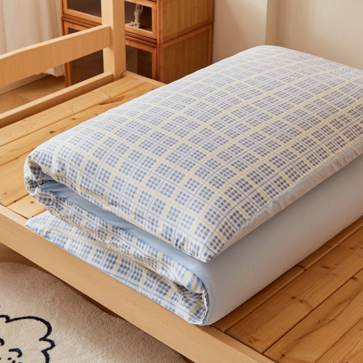 91家纺网 家纺一手货源 找家纺 梦镜家纺 2025新款A类云感水洗棉印花床褥 银河