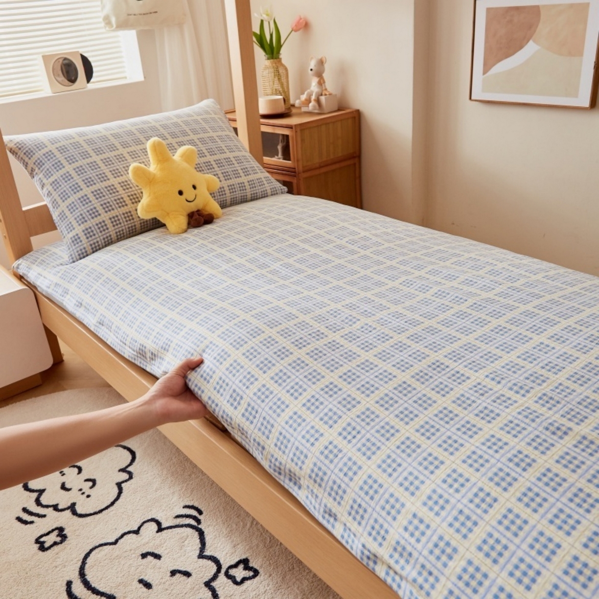 91家纺网 家纺一手货源 找家纺 梦镜家纺 2025新款A类云感水洗棉印花床褥 银河