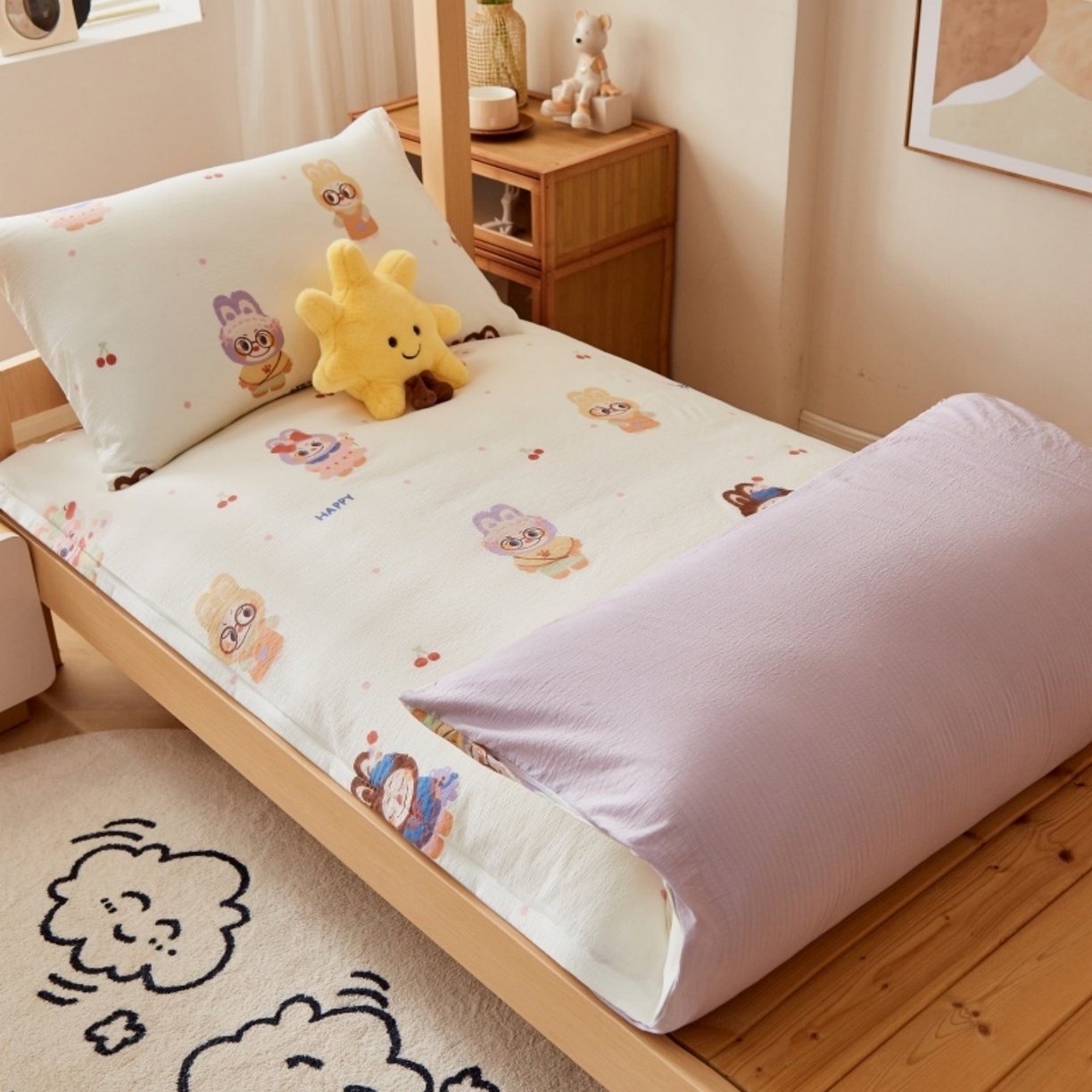 91家纺网 家纺一手货源 找家纺 梦镜家纺 2025新款A类云感水洗棉印花床褥 拉布大王