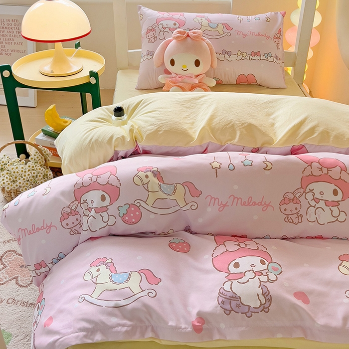 91家纺网 家纺一手货源 找家纺 港岛妹妹 2025新款三丽鸥正版授权四件套-学生床拍摄图 三丽鸥-蝴蝶结美乐蒂