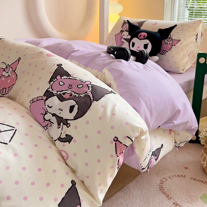 91家纺网 家纺一手货源 找家纺 港岛妹妹 2025新款三丽鸥正版授权四件套-学生床拍摄图 三丽鸥-白色库洛米