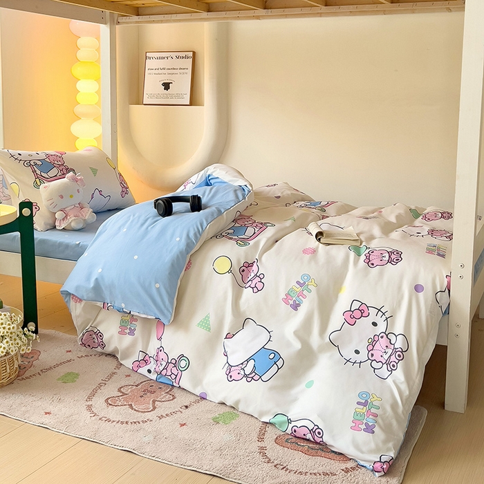 港岛妹妹 2025新款三丽鸥正版授权四件套-学生床拍摄图 三丽鸥-五彩kt猫