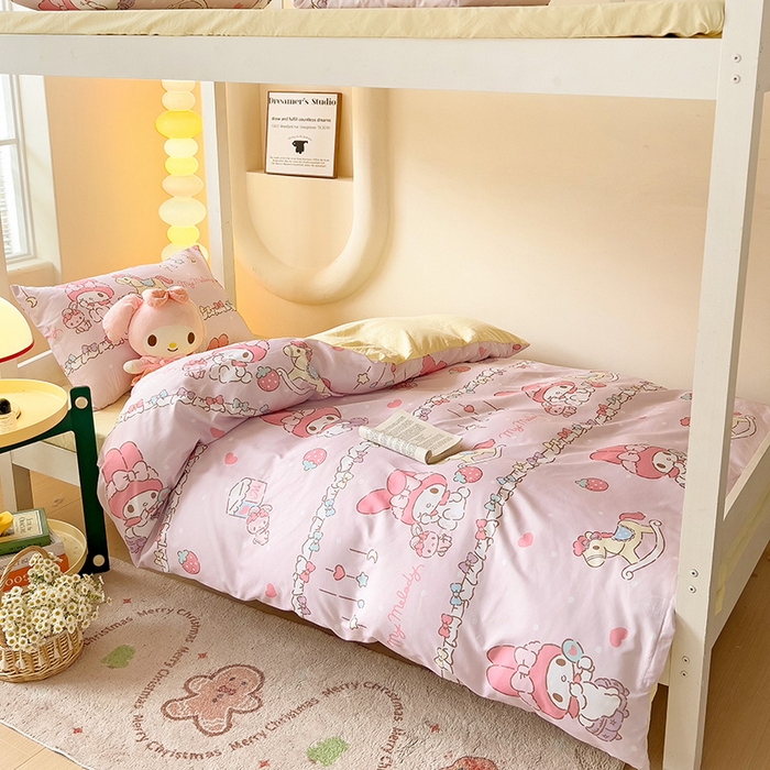 91家纺网 家纺一手货源 找家纺 港岛妹妹 2025新款三丽鸥正版授权四件套-学生床拍摄图 三丽鸥-蝴蝶结美乐蒂