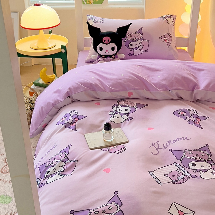 91家纺网 家纺一手货源 找家纺 港岛妹妹 2025新款三丽鸥正版授权四件套-学生床拍摄图 三丽鸥-信封库洛米