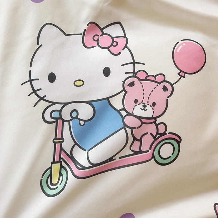 91家纺网 家纺一手货源 找家纺 港岛妹妹 2025新款三丽鸥正版授权四件套-学生床拍摄图 三丽鸥-五彩kt猫