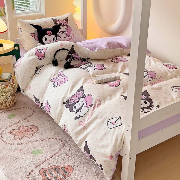 91家纺网 家纺一手货源 找家纺 港岛妹妹 2025新款三丽鸥正版授权四件套-学生床拍摄图 三丽鸥-白色库洛米