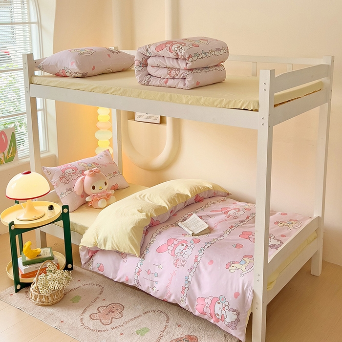 港岛妹妹 2025新款三丽鸥正版授权四件套-学生床拍摄图 三丽鸥-蝴蝶结美乐蒂