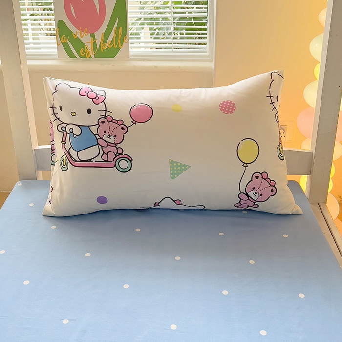 91家纺网 家纺一手货源 找家纺 港岛妹妹 2025新款三丽鸥正版授权四件套-学生床拍摄图 三丽鸥-五彩kt猫