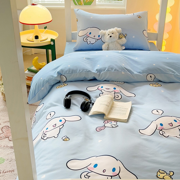 91家纺网 家纺一手货源 找家纺 港岛妹妹 2025新款三丽鸥正版授权四件套-学生床拍摄图 三丽鸥-牛奶玉桂狗