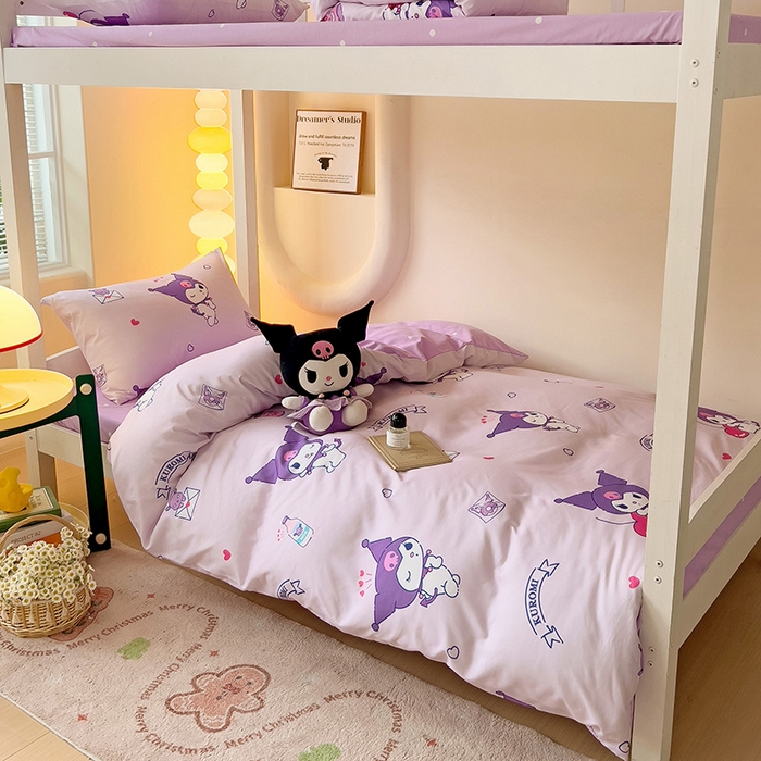 91家纺网 家纺一手货源 找家纺 港岛妹妹 2025新款三丽鸥正版授权四件套-学生床拍摄图 三丽鸥-库洛米之心