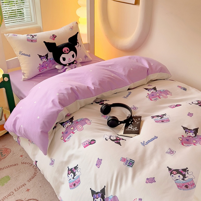 91家纺网 家纺一手货源 找家纺 港岛妹妹 2025新款三丽鸥正版授权四件套-学生床拍摄图 三丽鸥-潮流库洛米