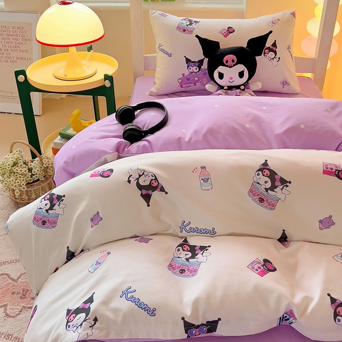 91家纺网 家纺一手货源 找家纺 港岛妹妹 2025新款三丽鸥正版授权四件套-学生床拍摄图 三丽鸥-潮流库洛米