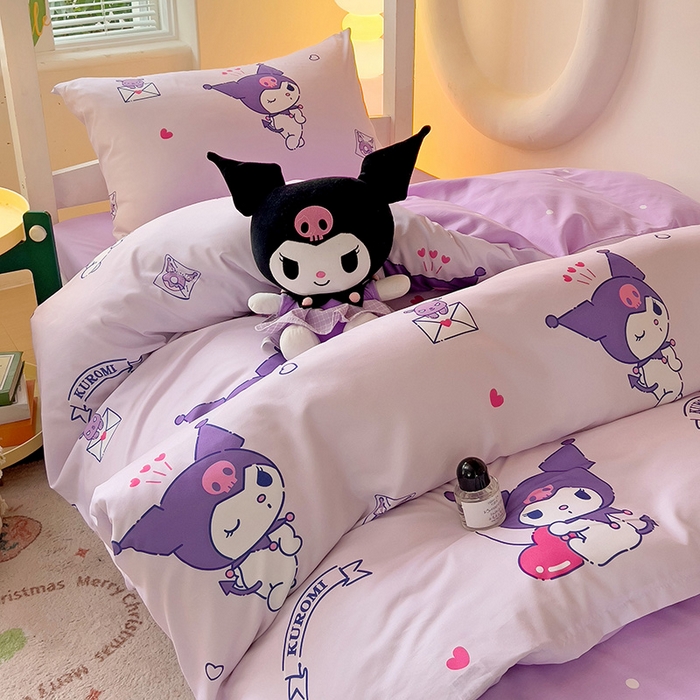 91家纺网 家纺一手货源 找家纺 港岛妹妹 2025新款三丽鸥正版授权四件套-学生床拍摄图 三丽鸥-库洛米之心