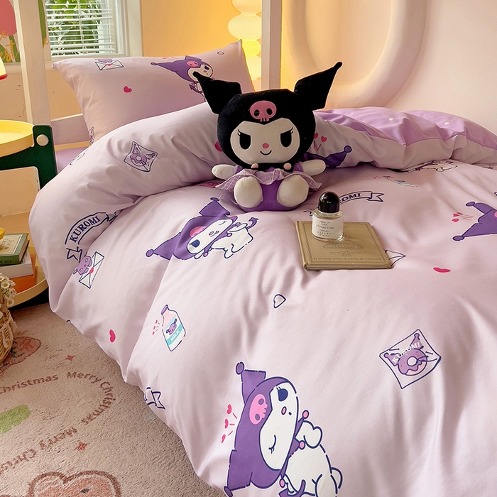 91家纺网 家纺一手货源 找家纺 港岛妹妹 2025新款三丽鸥正版授权四件套-学生床拍摄图 三丽鸥-库洛米之心