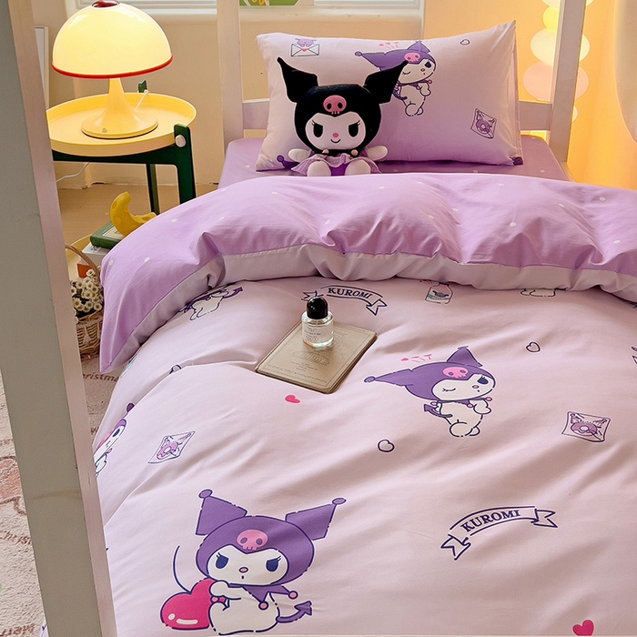 91家纺网 家纺一手货源 找家纺 港岛妹妹 2025新款三丽鸥正版授权四件套-学生床拍摄图 三丽鸥-库洛米之心