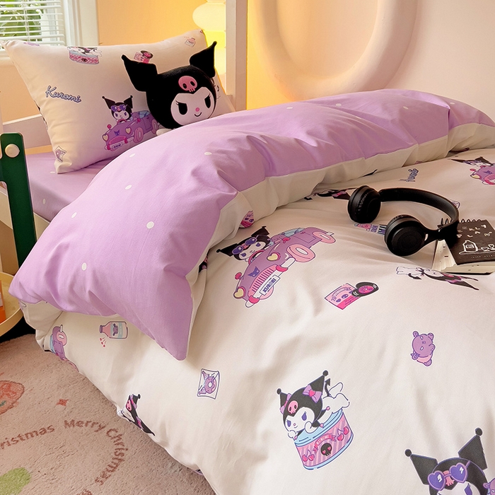 91家纺网 家纺一手货源 找家纺 港岛妹妹 2025新款三丽鸥正版授权四件套-学生床拍摄图 三丽鸥-潮流库洛米