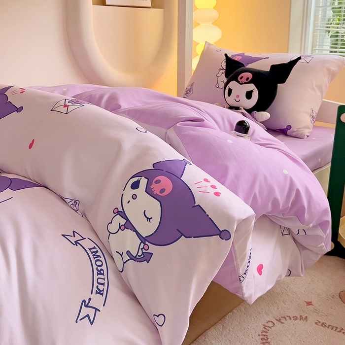 91家纺网 家纺一手货源 找家纺 港岛妹妹 2025新款三丽鸥正版授权四件套-学生床拍摄图 三丽鸥-库洛米之心