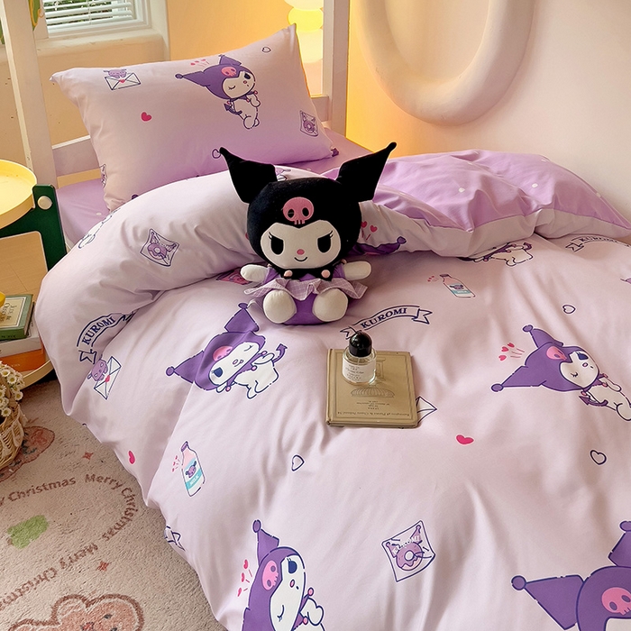 91家纺网 家纺一手货源 找家纺 港岛妹妹 2025新款三丽鸥正版授权四件套-学生床拍摄图 三丽鸥-库洛米之心