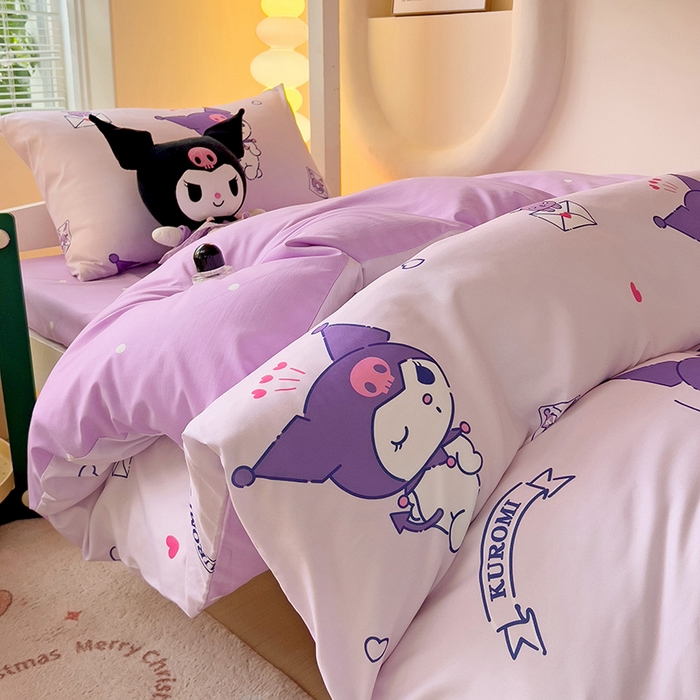 91家纺网 家纺一手货源 找家纺 港岛妹妹 2025新款三丽鸥正版授权四件套-学生床拍摄图 三丽鸥-库洛米之心