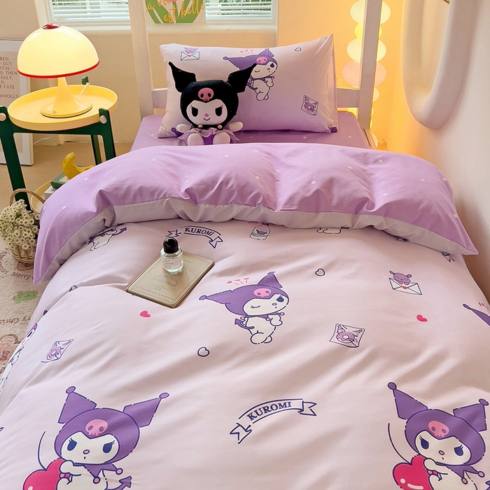 91家纺网 家纺一手货源 找家纺 港岛妹妹 2025新款三丽鸥正版授权四件套-学生床拍摄图 三丽鸥-库洛米之心