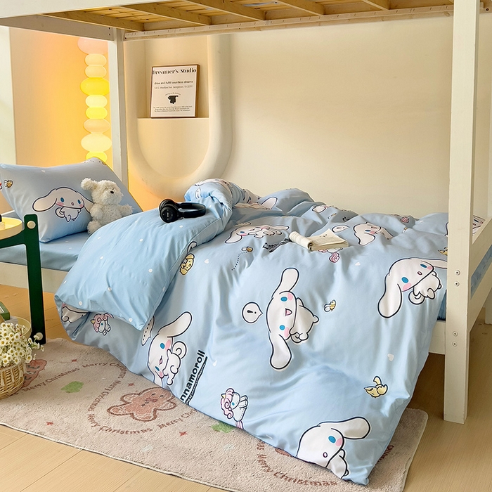 91家纺网 家纺一手货源 找家纺 港岛妹妹 2025新款三丽鸥正版授权四件套-学生床拍摄图 三丽鸥-牛奶玉桂狗