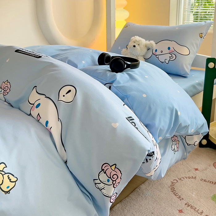 91家纺网 家纺一手货源 找家纺 港岛妹妹 2025新款三丽鸥正版授权四件套-学生床拍摄图 三丽鸥-牛奶玉桂狗