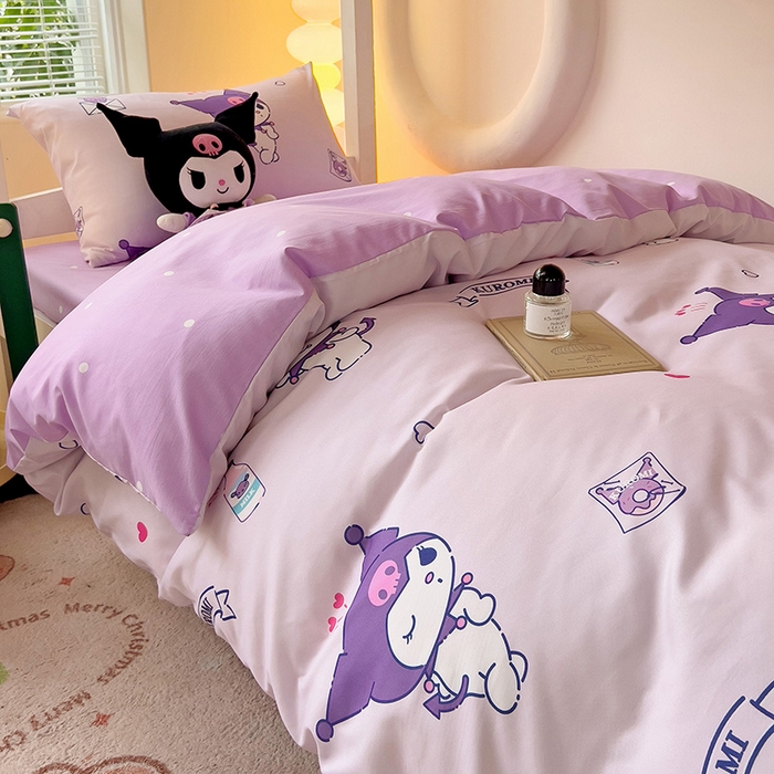 91家纺网 家纺一手货源 找家纺 港岛妹妹 2025新款三丽鸥正版授权四件套-学生床拍摄图 三丽鸥-库洛米之心