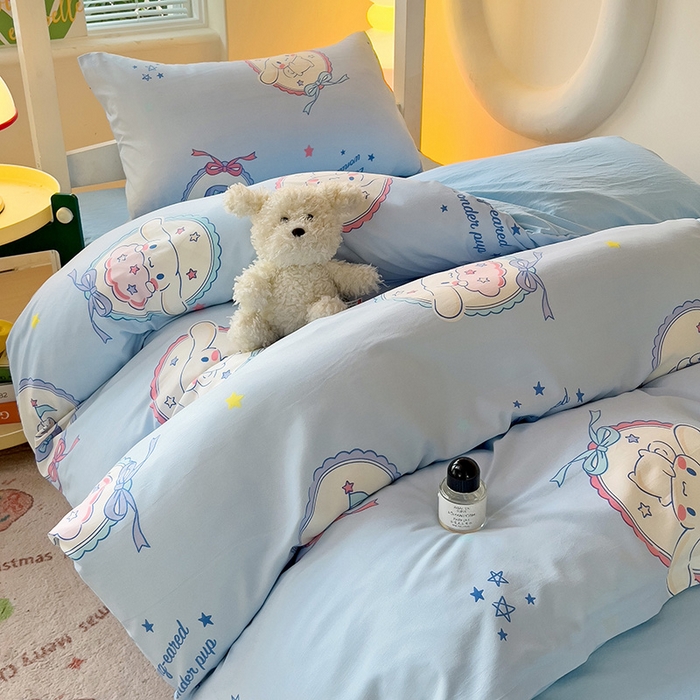 91家纺网 家纺一手货源 找家纺 港岛妹妹 2025新款三丽鸥正版授权四件套-学生床拍摄图 三丽鸥-蛋糕玉桂狗