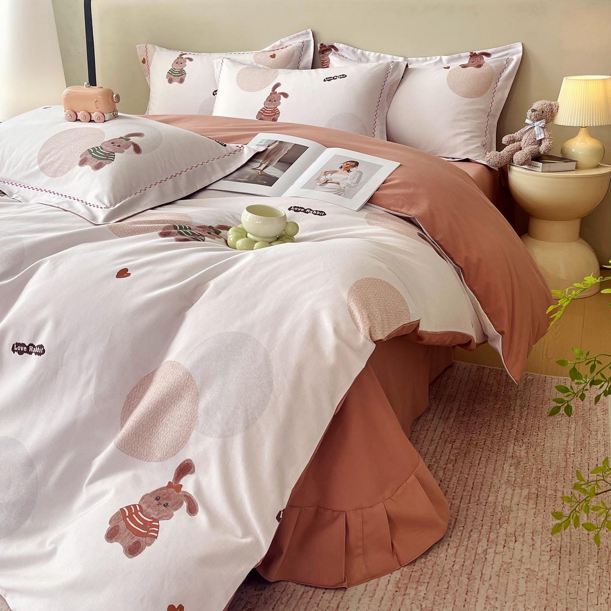 91家纺网 家纺一手货源 找家纺 帅露家纺 2025新款升级疆大白全棉加厚生态磨毛四件套 彼得兔