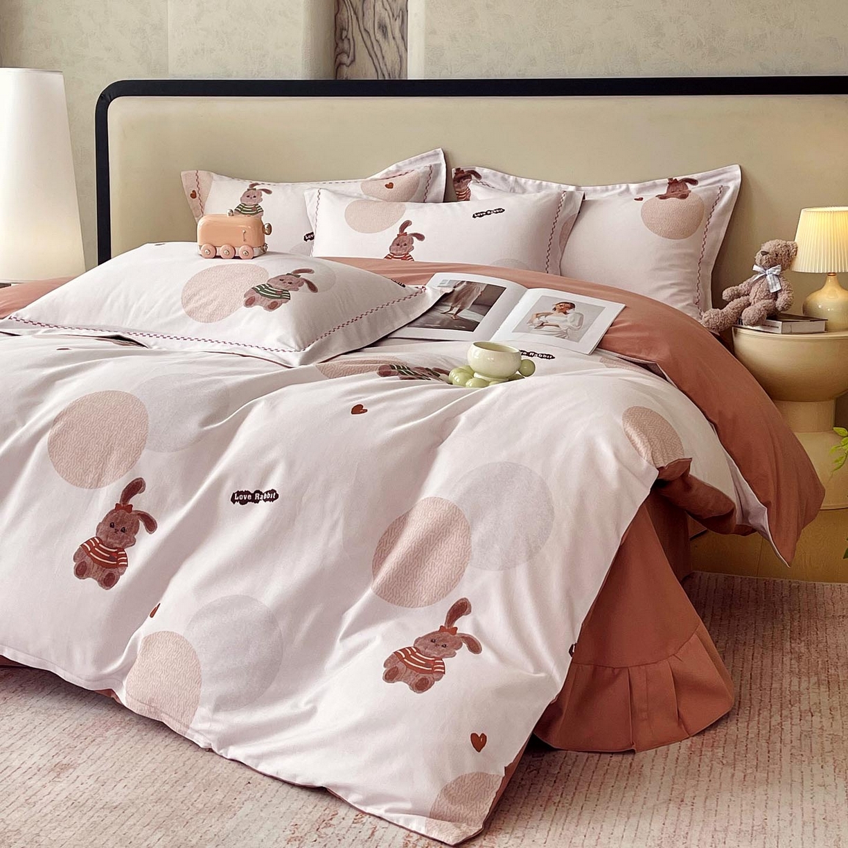 91家纺网 家纺一手货源 找家纺 帅露家纺 2025新款升级疆大白全棉加厚生态磨毛四件套 彼得兔