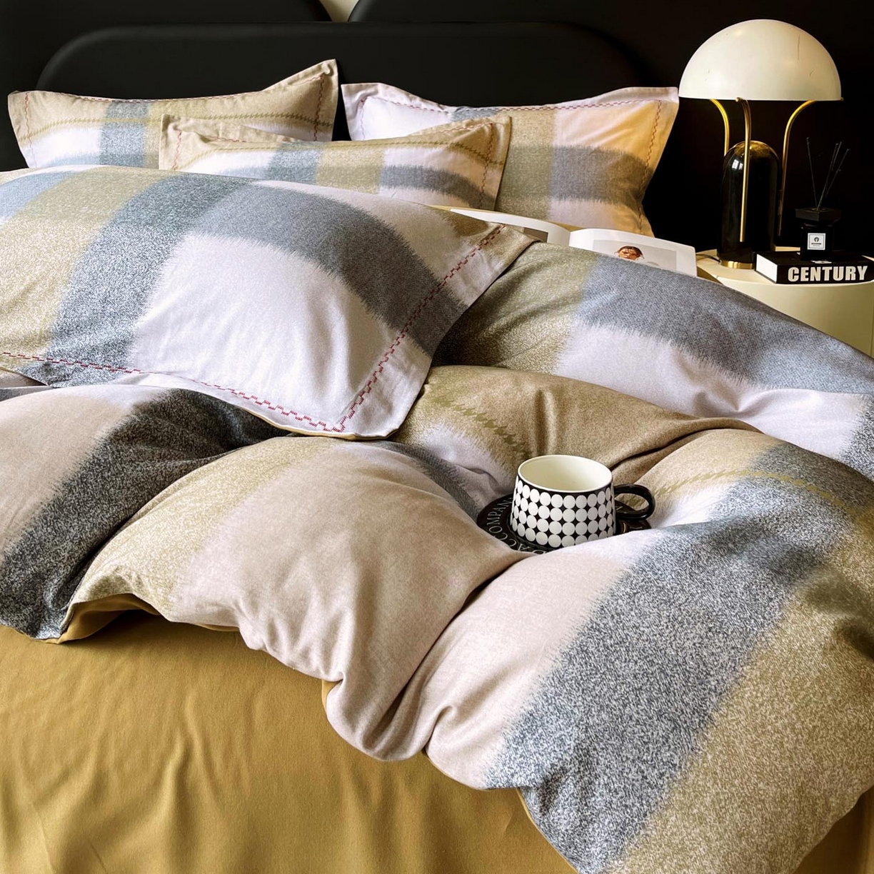 91家纺网 家纺一手货源 找家纺 帅露家纺 2025新款升级疆大白全棉加厚生态磨毛四件套 布鲁尼-绿