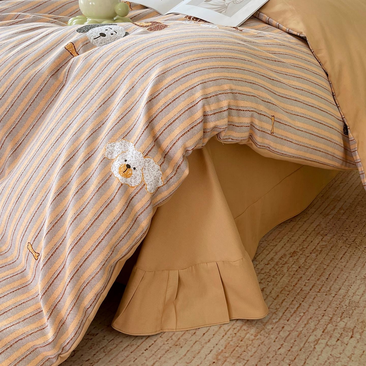 91家纺网 家纺一手货源 找家纺 帅露家纺 2025新款升级疆大白全棉加厚生态磨毛四件套 彩虹小狗