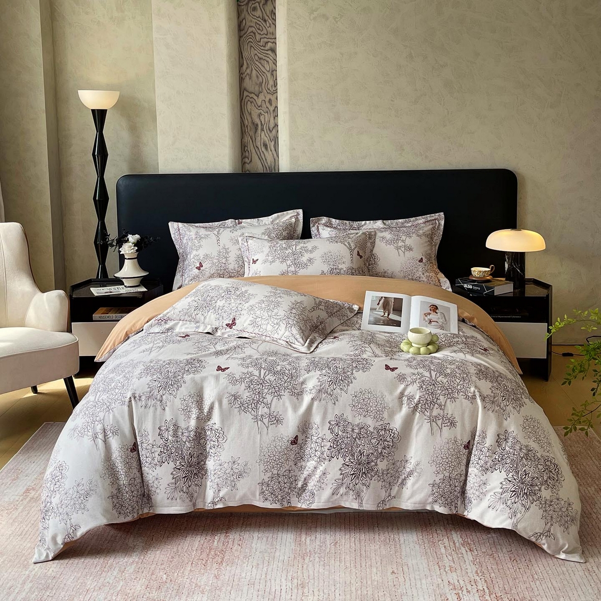 91家纺网 家纺一手货源 找家纺 帅露家纺 2025新款升级疆大白全棉加厚生态磨毛四件套 初音琳浅