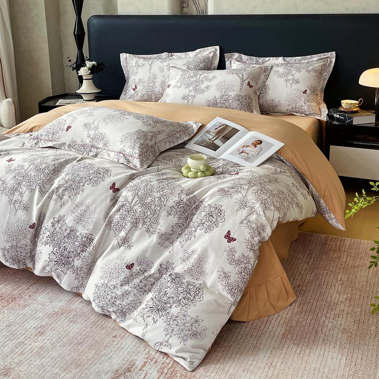 91家纺网 家纺一手货源 找家纺 帅露家纺 2025新款升级疆大白全棉加厚生态磨毛四件套 初音琳浅